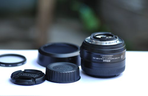 Camera Lens Set on Table