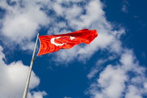 무료 터키의 국기의 낮은 각도 사진 스톡 사진