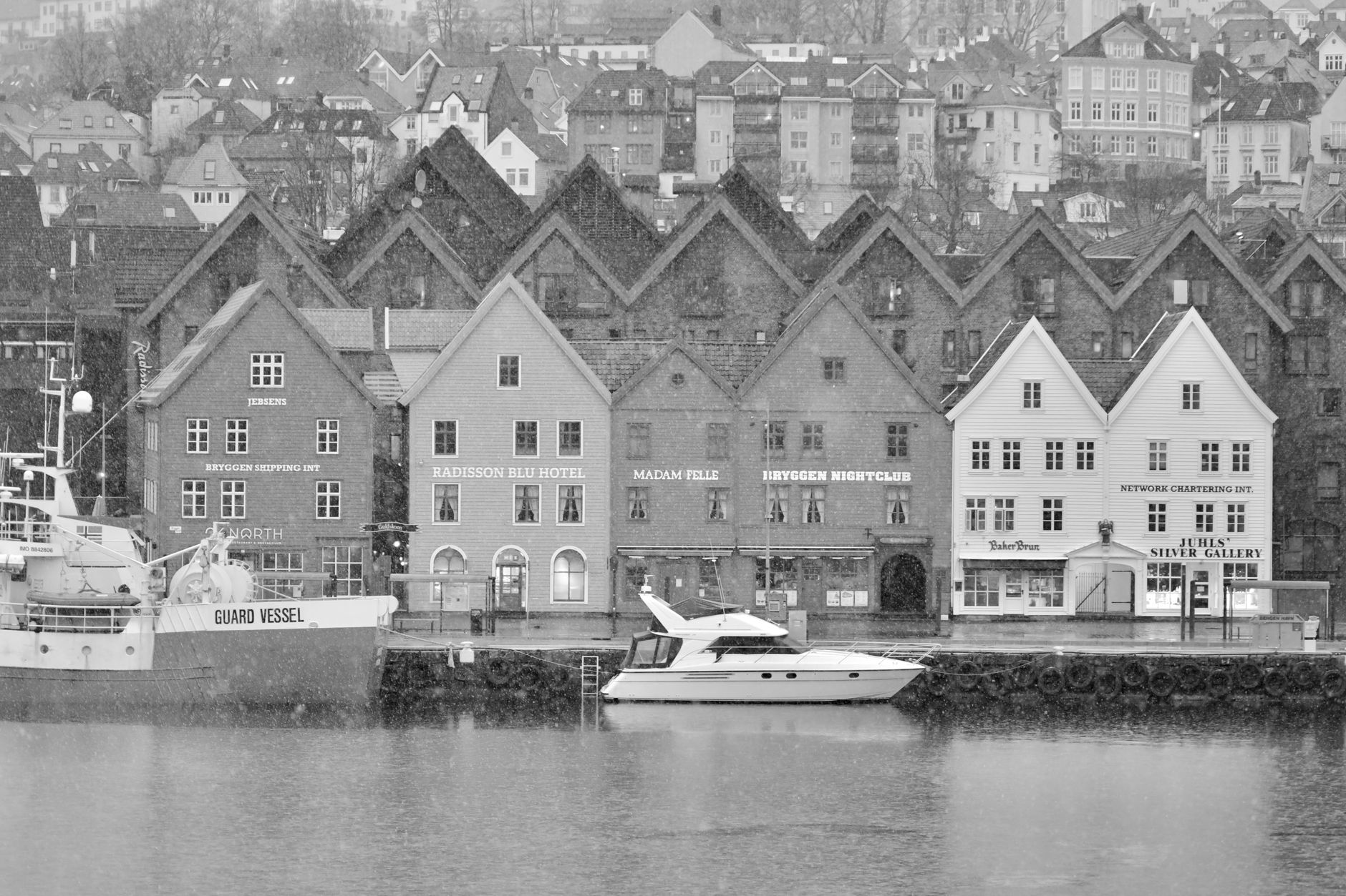 Historic Bryggen Wharf in Bergen, Norway showcasing traditional wooden buildings by the waterfront.