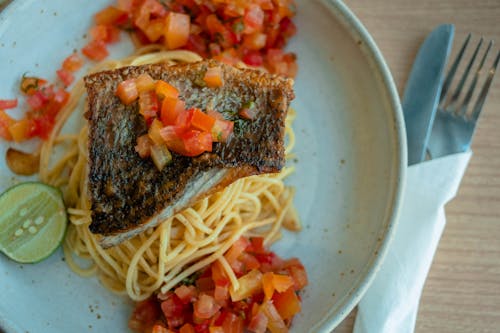 Free stock photo of food, lime, spaghetti