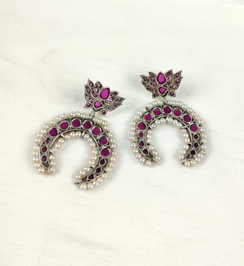 lotus earrings || half moon earrings