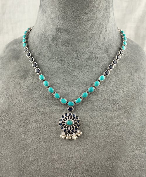 flora necklace  silver necklace