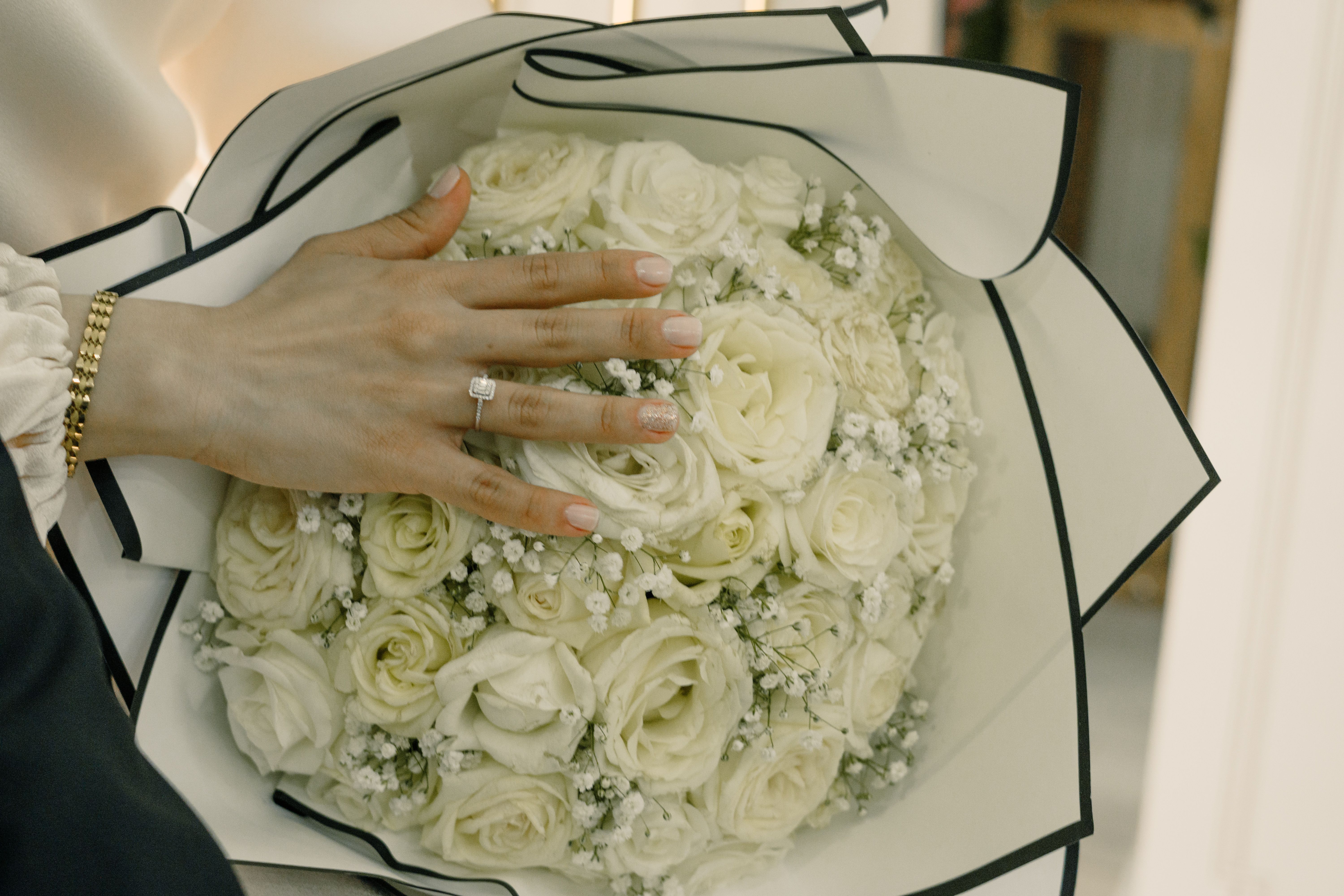 Engagement gift with flowers