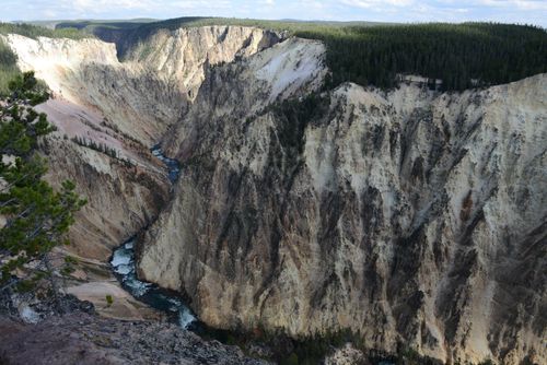 Free Breathtaking cliffs of the Grand Canyon of Yellowstone with a winding river. Stock Photo