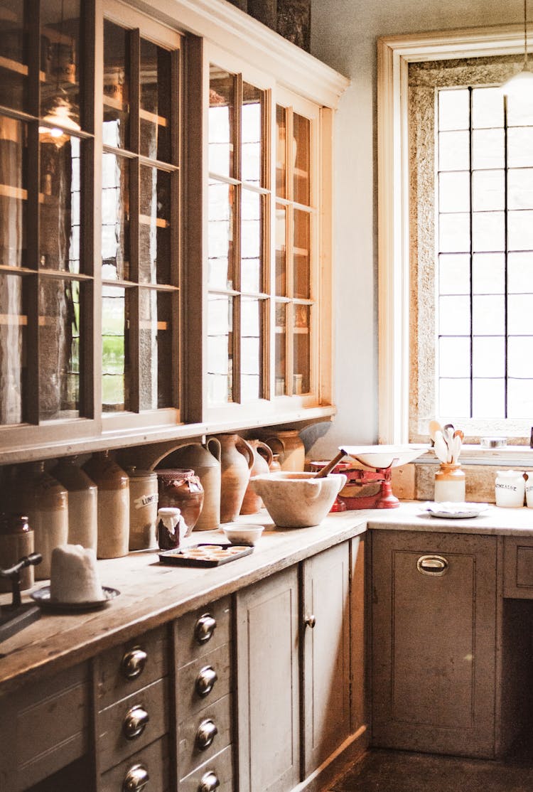 Brown Wooden Kitchen Cupboards