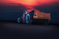 Blue and Red Vehicle Digital Wallpaper