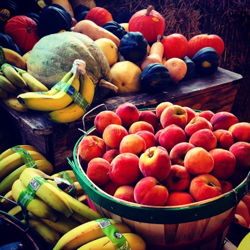 Red Apples in Brown Wooden Bucket