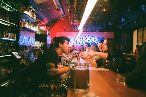 Free People in a Bar Stock Photo