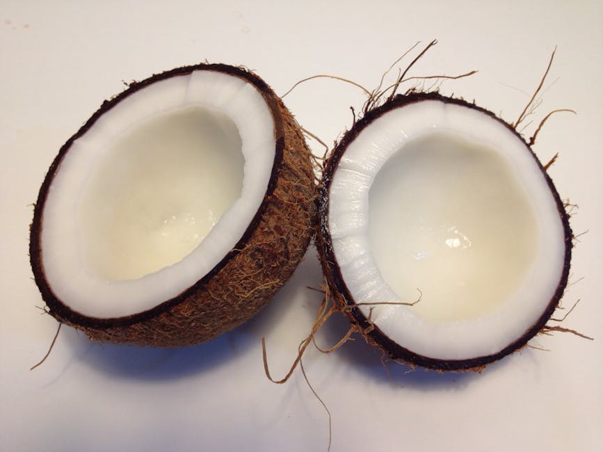 Coconut Fruit Sliced Into Two kokos