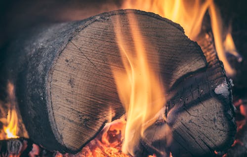 Free Burning Wood Stock Photo