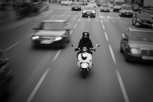 Free stock photo of black-and-white, city, cars, road