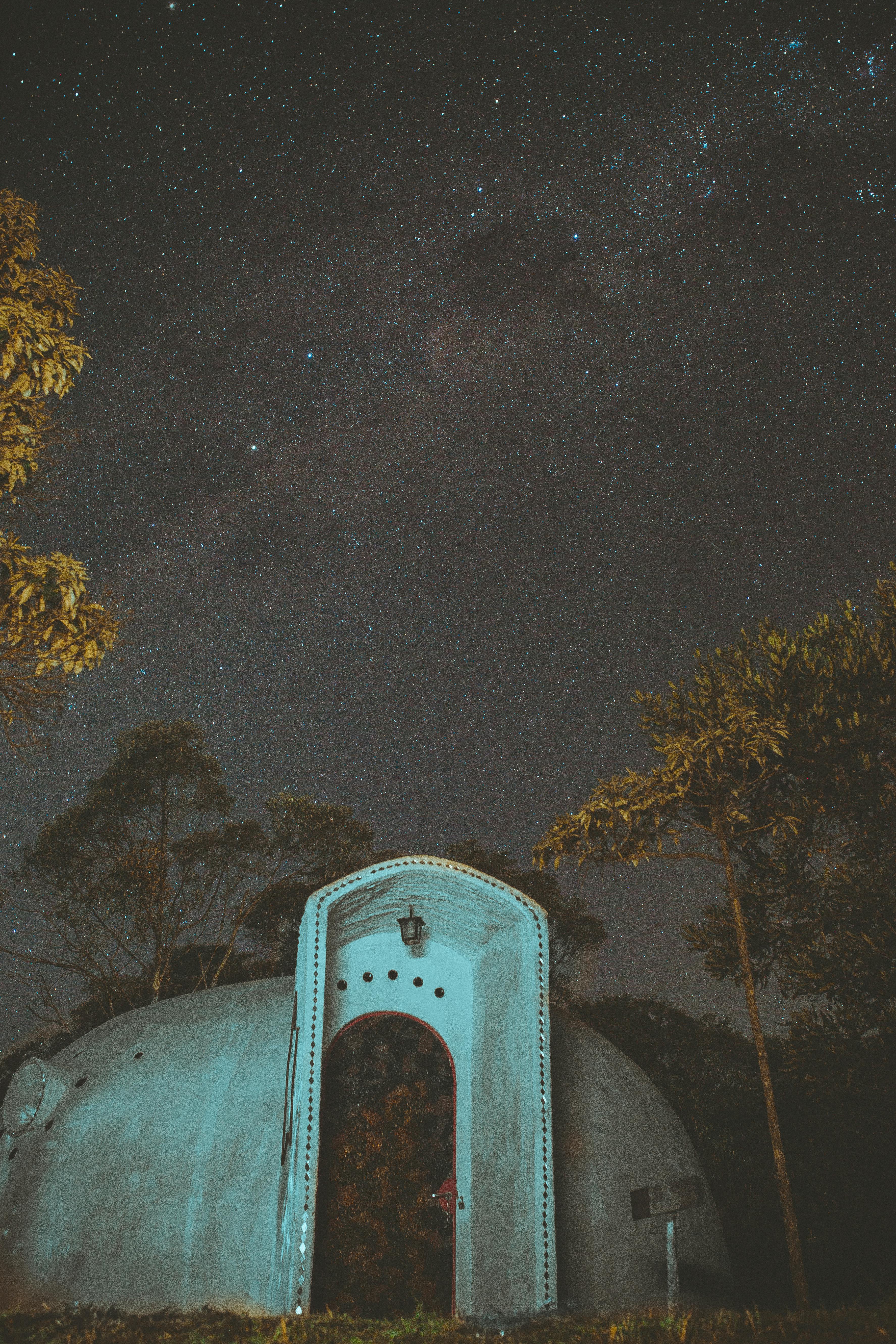 white round house during nightime