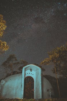 星空下，宁静的户外环境中矗立着一座迷人的圆顶形建筑