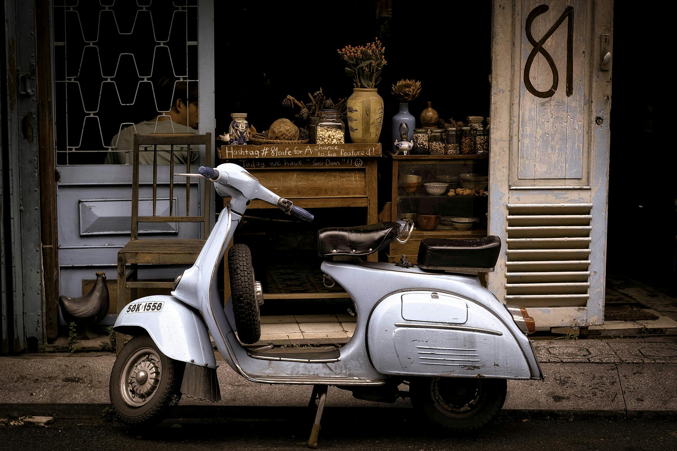 vintage vespa portrait