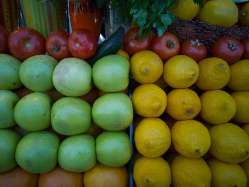 Top View Photo of Lemons And Green Apples