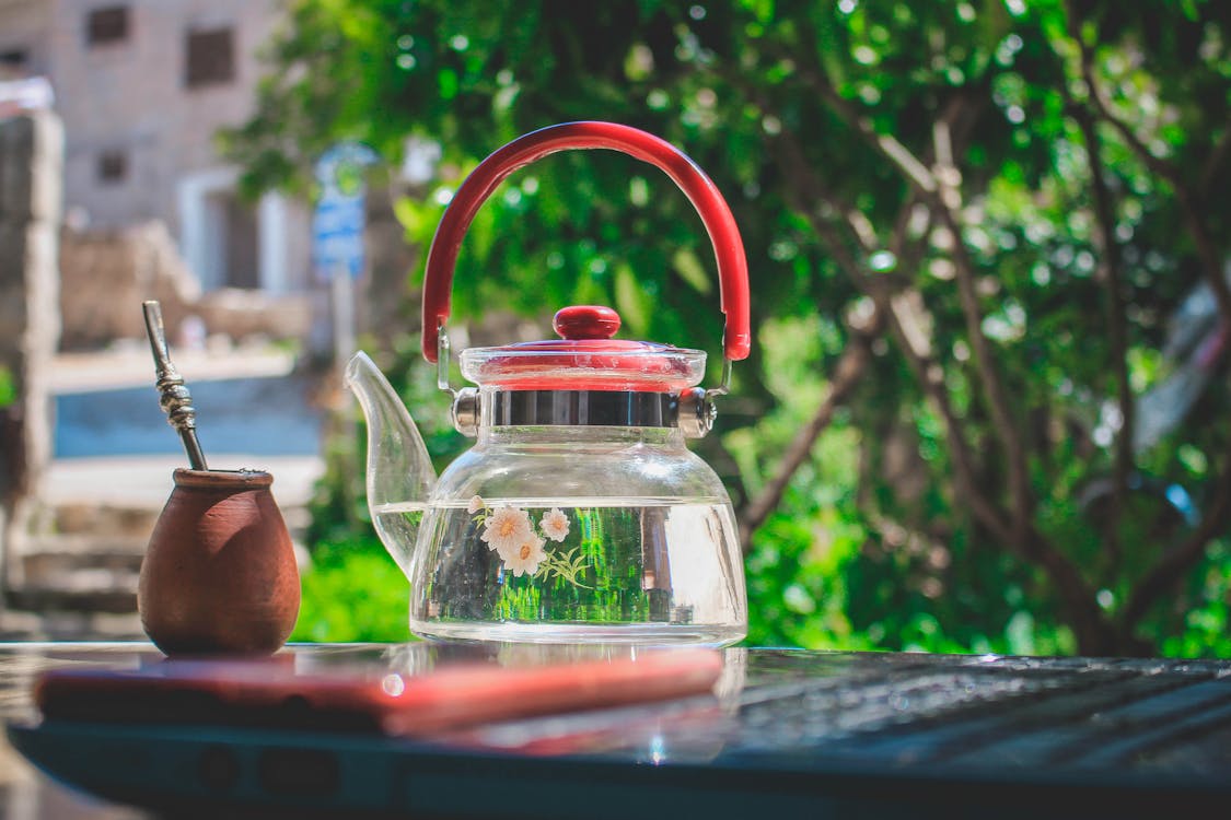 Free Red Glass Teapot Stock Photo