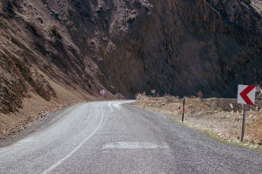 Road Curve by Mountain