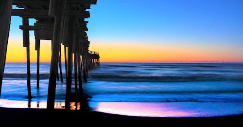 Free stock photo of east coast, pier, sunrise