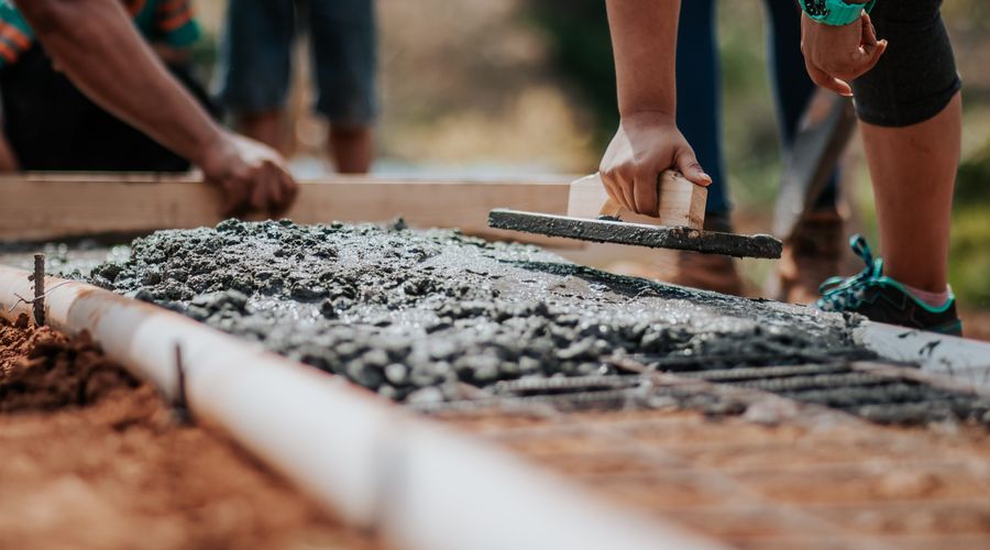 Construction workers on a job site