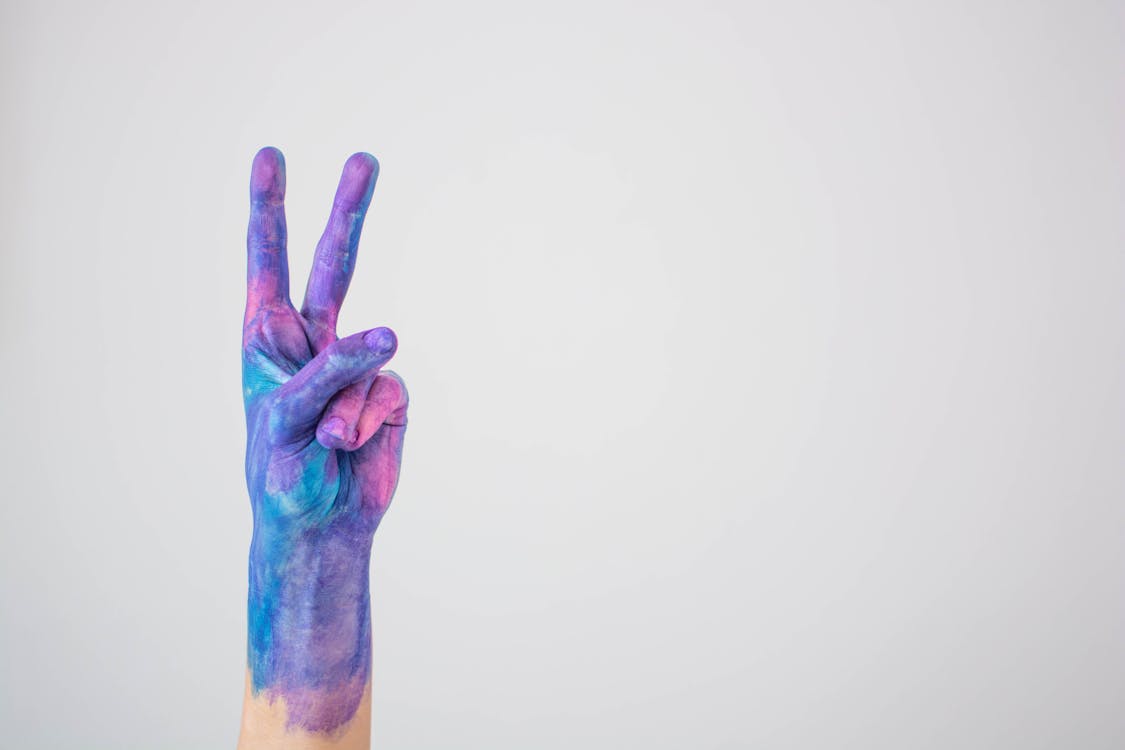 Free Hand Covered With Paint Stock Photo