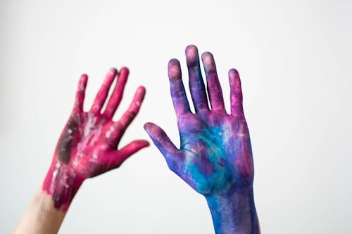 Two Hand Filled With Paint