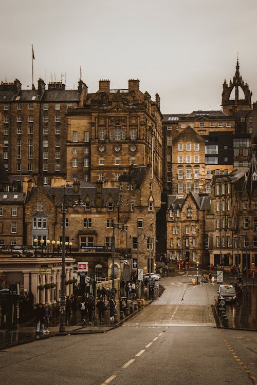 Buildings around Street in Edinburgh in Scotland