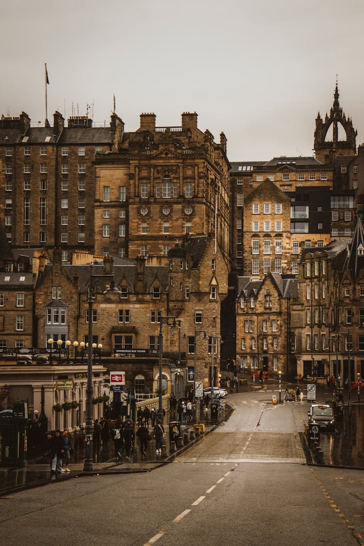 Buildings Around Street In Edinburgh In Scotland