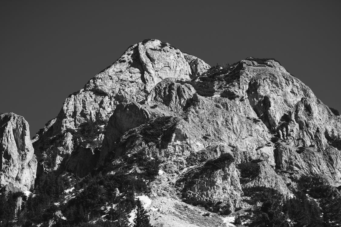 Greyscale Photo Of Mountain