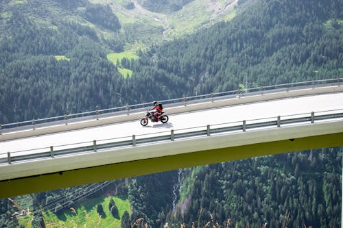 Motor Bike on a mountain pass road