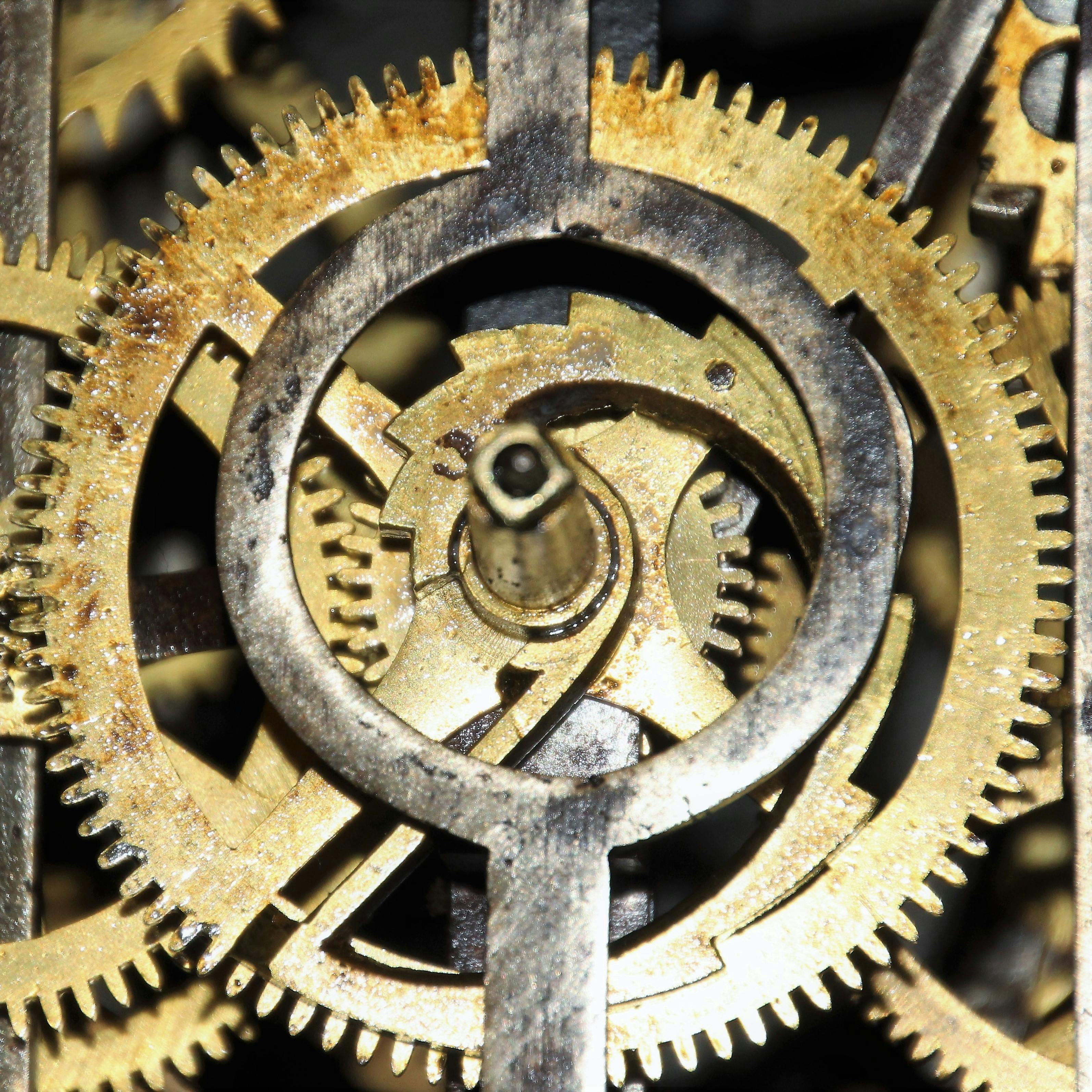 Free stock photo of gears of a clock