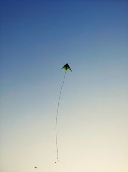 Green Kite Flying on Sky