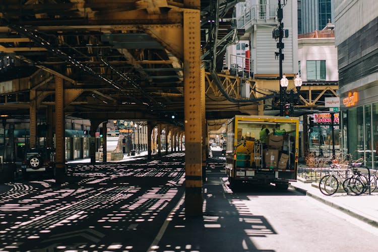 Yellow Truck On Road