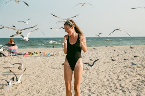 Free Attractive Woman Wearing Black Swimsuit Stock Photo