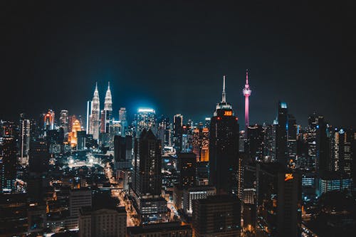 Free Photo of High Rise Buildings at Nighttime Stock Photo