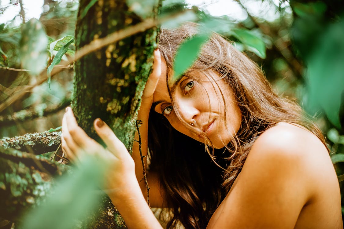 Free Naked Woman Holding Tree Branch Stock Photo