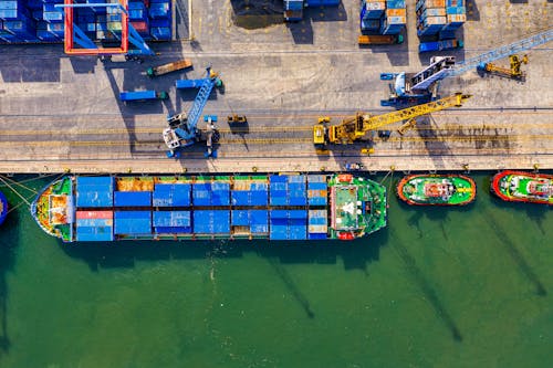 Free Aerial Photography of Cargo Ship Stock Photo