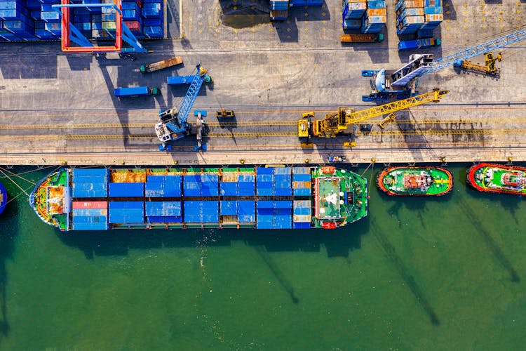 Aerial Photography Of Cargo Ship