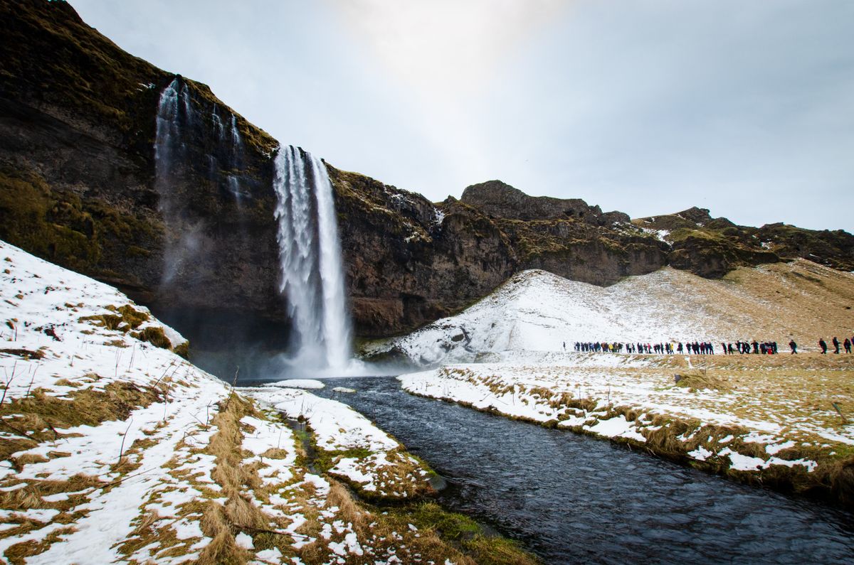Seljalandsfoss waterfall on the south coast of Iceland