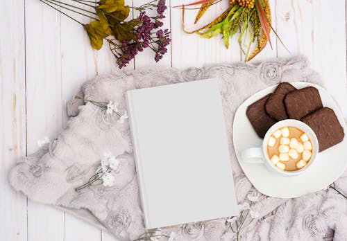 Free White Book Near Food On Plate Stock Photo