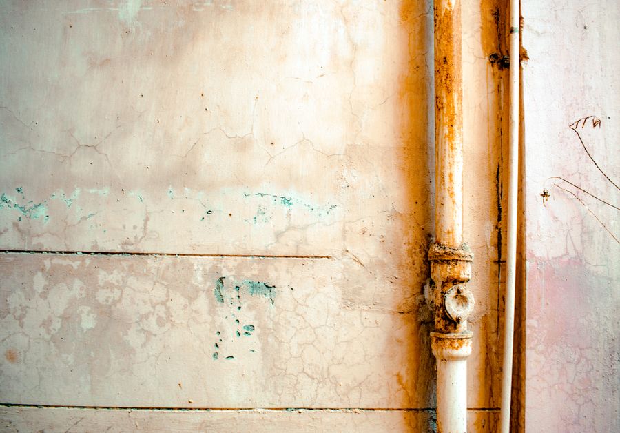 Corroded pipes and sediment buildup from chlorinated water supply