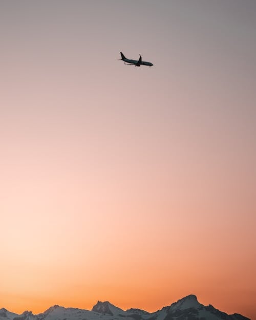 Airplane in Sky during Golden Hour