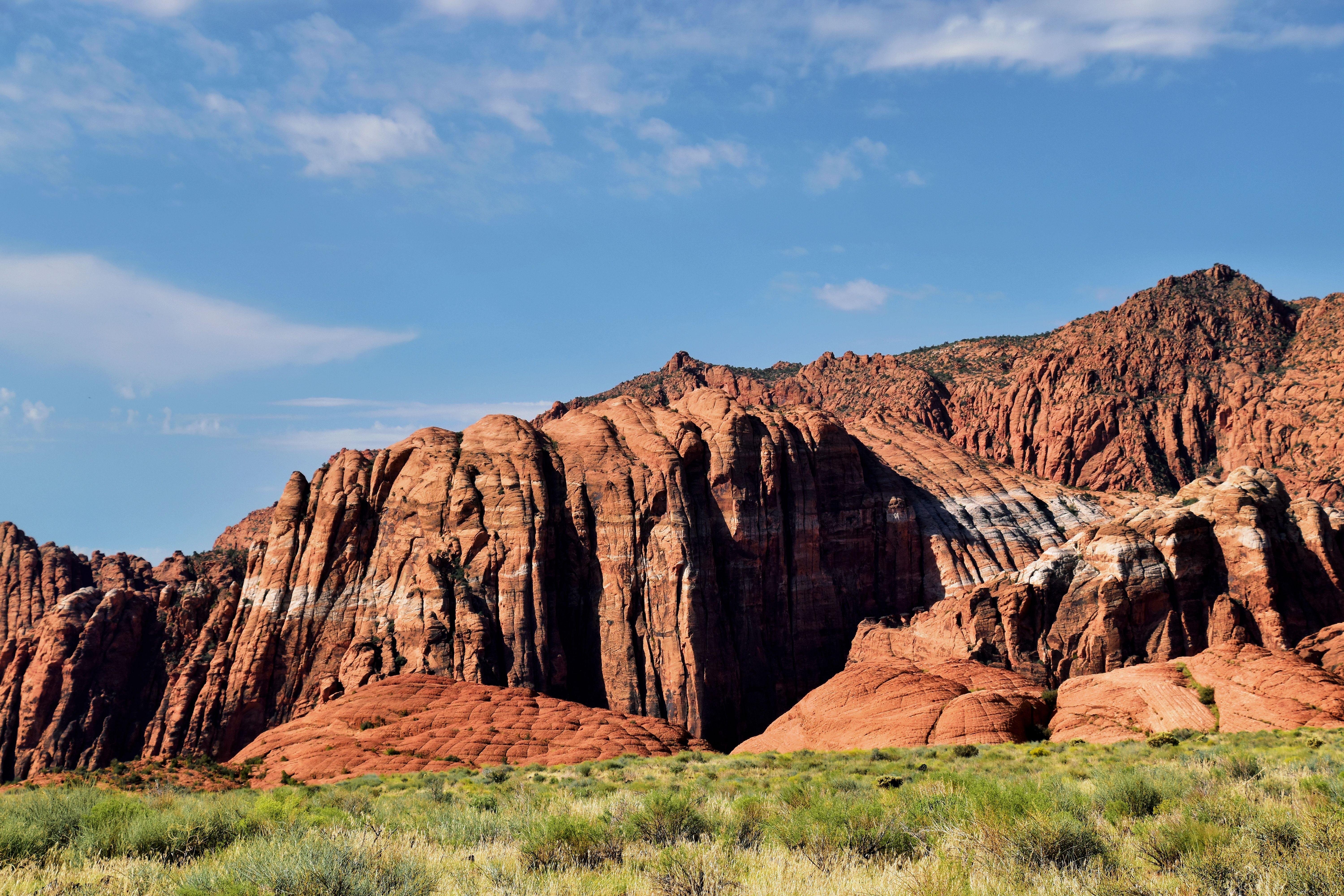 Red rock canyon walls and desert landscape at Snow Canyon State Park near St. George, Utah