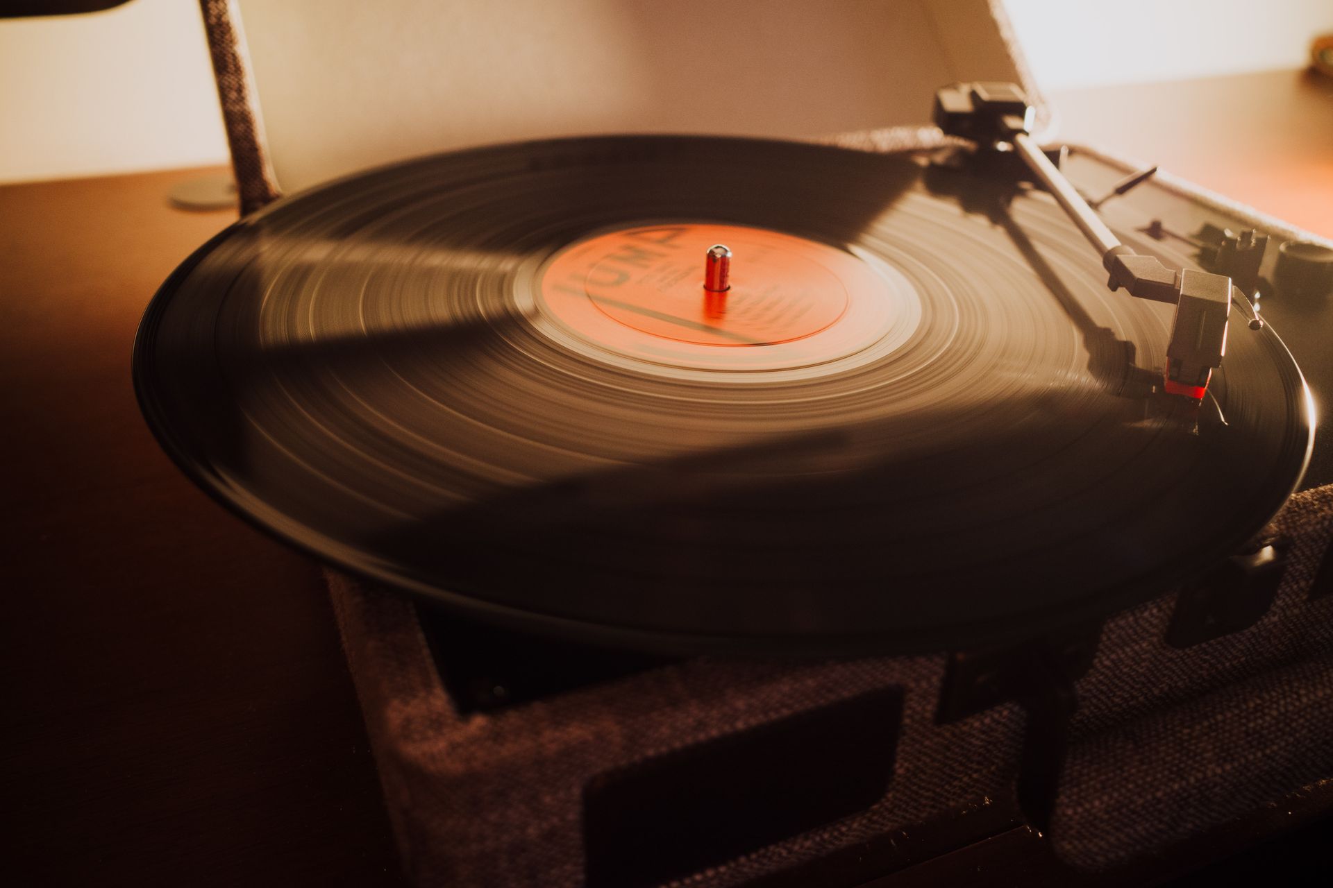 A Vinyl Record on a Gramophone