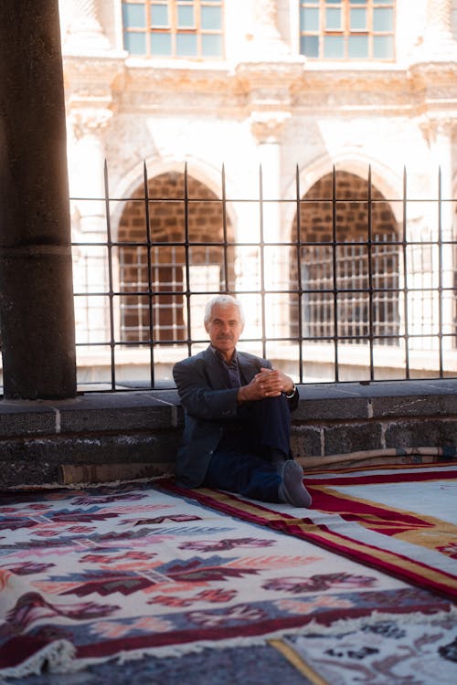 Man Sitting in Diyarbakir Grand Mosque