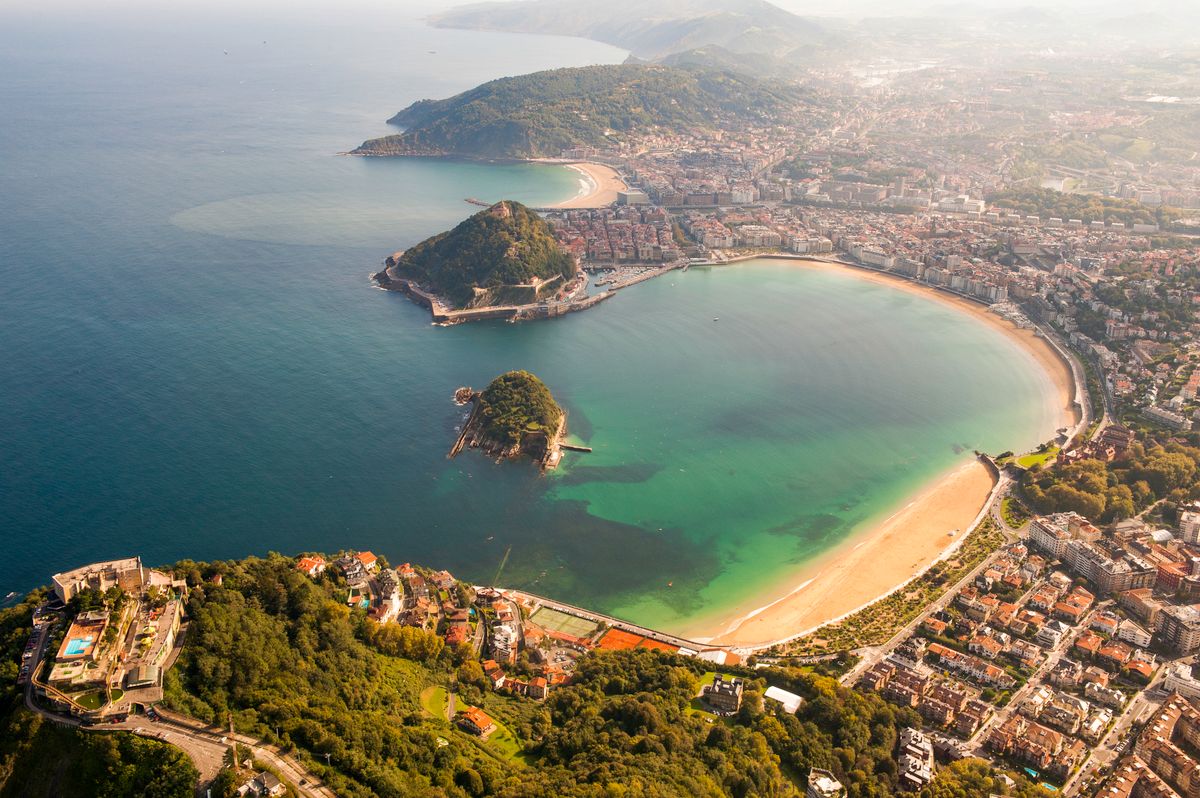 Aerial view of La Concha bay