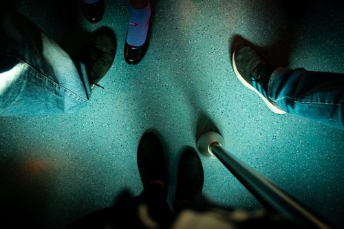 Free shoes  in the train  Stock Photo