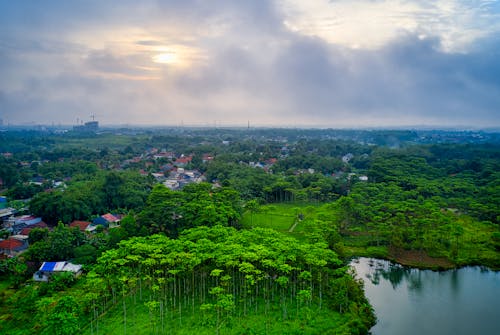 Grey Cloudy Sky over Houses