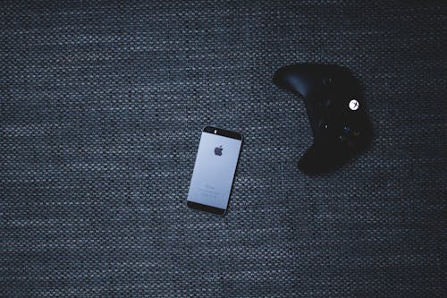 Free stock photo of apple, cell phone, controller