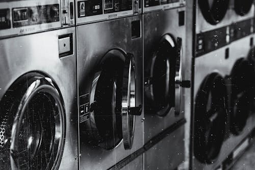 Graustufenfoto Der Waschmaschine