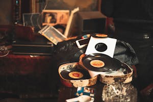 Vinyl Sleeves in Open Borwn Case
